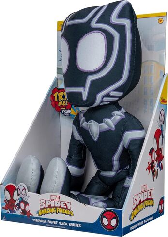 Marvel 16-Inch Talking Black Panther Plush - Vibranium Power with Sounds & Phrases - Spidey & His Amazing Friends in Saudi Arabia