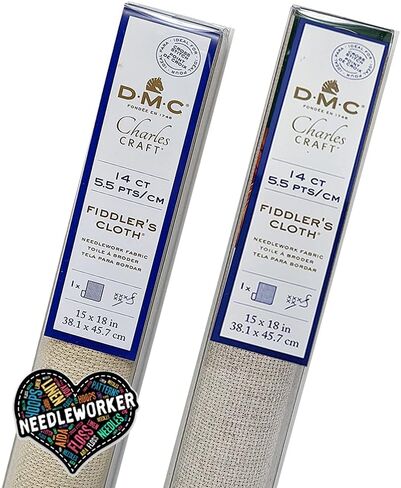 Fiddlers Aida Cloth Bundle - 14 ct. Oatmeal & Lite Oatmeal, 15 x 18 in. Plus Needleworker Sticker in Saudi Arabia