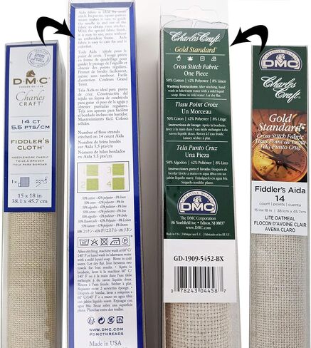Fiddlers Aida Cloth Bundle - 14 ct. Oatmeal & Lite Oatmeal, 15 x 18 in. Plus Needleworker Sticker in Saudi Arabia