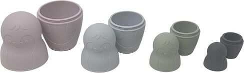 لعبة دمى التعشيش القابلة للتكديس من السيليكون للاطفال الصغار (1+) من بافي بنجوينز: لا توجد أجزاء صغيرة للطفل in Kuwait