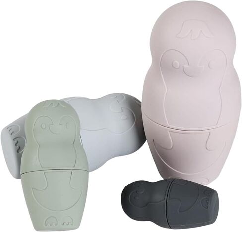 لعبة دمى التعشيش القابلة للتكديس من السيليكون للاطفال الصغار (1+) من بافي بنجوينز: لا توجد أجزاء صغيرة للطفل in Kuwait