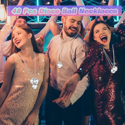 Junkin 48 Pieces Disco Necklaces Decoration Bulk in Kuwait