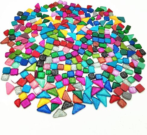 1.1LB Random Irregular Glitter Shiny Glass Mosaic Tiles for Crafts Bulk, Glass Mosaic Pieces Set for Cups Picture Frames Home Decoration DIY Art Projects (Mix Green Blue) in Kuwait