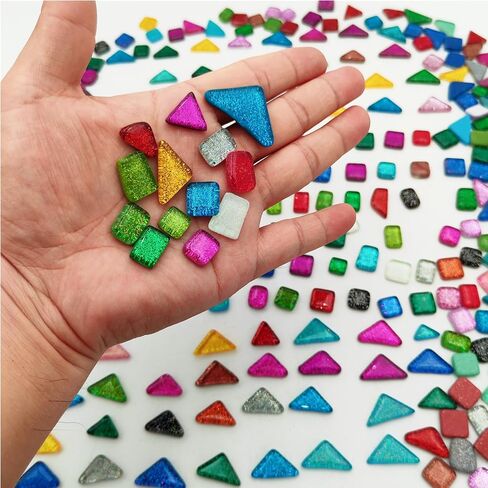 1.1LB Random Irregular Glitter Shiny Glass Mosaic Tiles for Crafts Bulk, Glass Mosaic Pieces Set for Cups Picture Frames Home Decoration DIY Art Projects (Mix Green Blue) in Kuwait