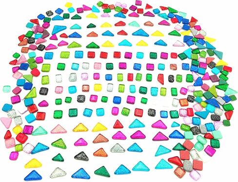 1.1LB Random Irregular Glitter Shiny Glass Mosaic Tiles for Crafts Bulk, Glass Mosaic Pieces Set for Cups Picture Frames Home Decoration DIY Art Projects (Mix Green Blue) in Kuwait
