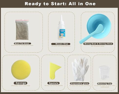 لانياني مجموعة ادوات فسيفساء اساسية من 8 قطع للحرف اليدوية والبلاط والفسيفساء، مجموعة ادوات اساسية من لوازم الزجاج الملون in Kuwait