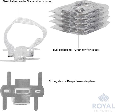 أساور معصم من Royal Imports باللون الفضي/الأبيض، أساور مرنة لزهور حفلات الزفاف، عبوة كبيرة مكونة من 48 قطعة in Kuwait