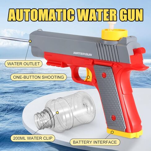 مسدس مياه كهربائي للأطفال، مسدسات مياه قوية - مع خزان مياه كبير السعة قابل للاستبدال، يصل إلى 20 قدمًا، مسدسات رش أوتوماتيكية فائقة الامتصاص للمياه ألعاب حمام السباحة في الهواء الطلق للأولاد والبنات الذين تتراوح أعمارهم بين 8 و12 عامًا in Kuwait