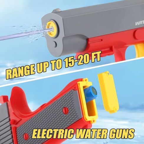 مسدس مياه كهربائي للأطفال، مسدسات مياه قوية - مع خزان مياه كبير السعة قابل للاستبدال، يصل إلى 20 قدمًا، مسدسات رش أوتوماتيكية فائقة الامتصاص للمياه ألعاب حمام السباحة في الهواء الطلق للأولاد والبنات الذين تتراوح أعمارهم بين 8 و12 عامًا in Kuwait