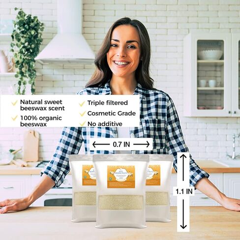 أقراص شمع العسل الأبيض، حبيبات شمع العسل بوزن 5 رطل لصنع الشموع، مشاريع DIY in Kuwait