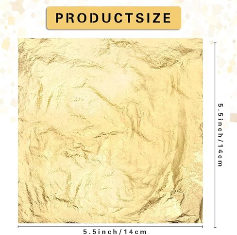 100 قطعة من اوراق الشجر الذهبية، اوراق فويل ذهبية مقلدة 5.5 انش × 5.5 انش للحرف اليدوية وفن الاظافر والتذهيب وفنون الرسم والحرف اليدوية والديكور in Kuwait