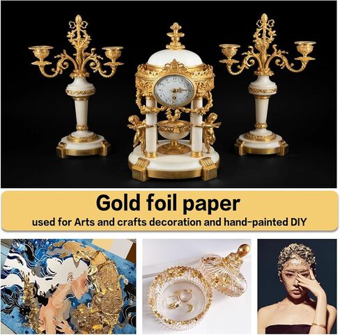 100 قطعة من اوراق الشجر الذهبية، اوراق فويل ذهبية مقلدة 5.5 انش × 5.5 انش للحرف اليدوية وفن الاظافر والتذهيب وفنون الرسم والحرف اليدوية والديكور in Kuwait
