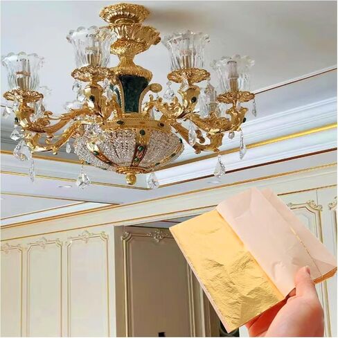 100 قطعة من اوراق الشجر الذهبية، اوراق فويل ذهبية مقلدة 5.5 انش × 5.5 انش للحرف اليدوية وفن الاظافر والتذهيب وفنون الرسم والحرف اليدوية والديكور in Kuwait