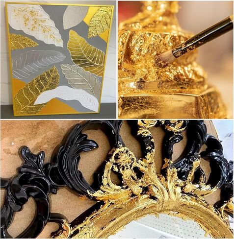 100 قطعة من اوراق الشجر الذهبية، اوراق فويل ذهبية مقلدة 5.5 انش × 5.5 انش للحرف اليدوية وفن الاظافر والتذهيب وفنون الرسم والحرف اليدوية والديكور in Kuwait