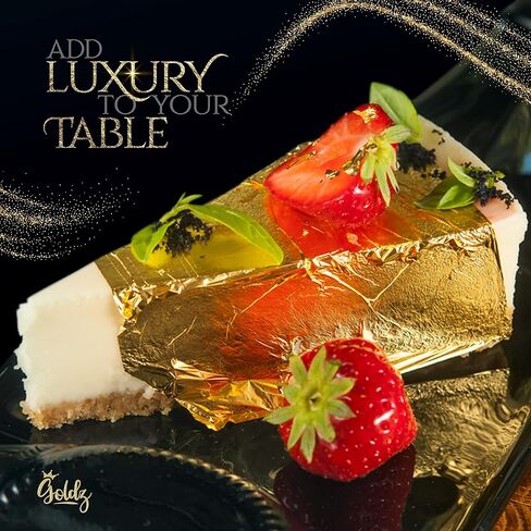 جولدز: اوراق ذهب اصلية صالحة للاكل عيار 24 قيراط - ورق ذهب حقيقي - حجم كبير 10 سم × 10 سم - 12 ورقة - اوراق ذهبية اصلية للفنون والطعام والحرف اليدوية والديكور - ذهبي حقيقي ونقي صالح للاكل in Kuwait