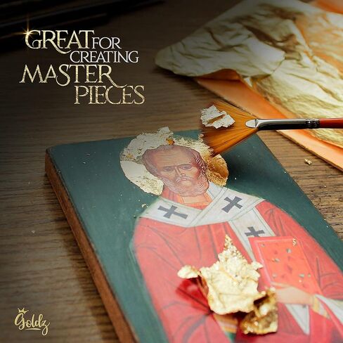 جولدز: اوراق ذهب اصلية صالحة للاكل عيار 24 قيراط - ورق ذهب حقيقي - حجم كبير 10 سم × 10 سم - 12 ورقة - اوراق ذهبية اصلية للفنون والطعام والحرف اليدوية والديكور - ذهبي حقيقي ونقي صالح للاكل in Kuwait