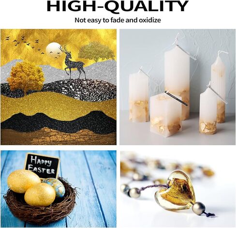 رقائق ذهبية من دبليو اف ايه يو اي بي ار للراتنج، 3 زجاجات رقائق معدنية 15 غرام، رقائق ذهبية للحرف اليدوية وفن الاظافر والطلاء والسلايم وصنع مجوهرات الراتنج، (ذهبي وفضي، الوان نحاسية) in Kuwait