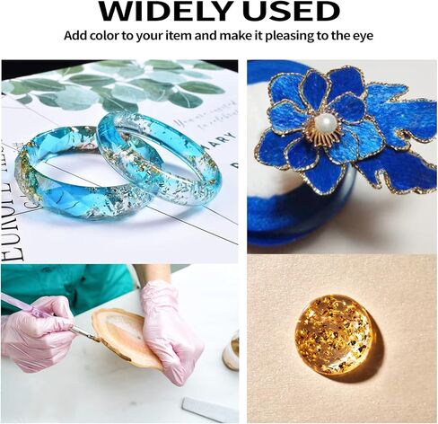 رقائق ذهبية من دبليو اف ايه يو اي بي ار للراتنج، 3 زجاجات رقائق معدنية 15 غرام، رقائق ذهبية للحرف اليدوية وفن الاظافر والطلاء والسلايم وصنع مجوهرات الراتنج، (ذهبي وفضي، الوان نحاسية) in Kuwait