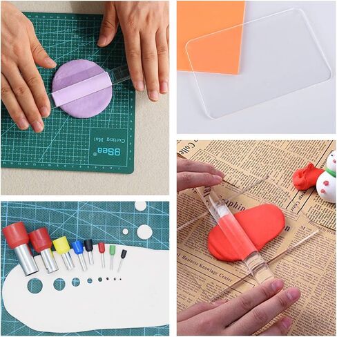 45 قطعة بوليمر الطين عدة الاكريليك بوليمر كلاي الاسطوانية شفرة القاطع مستطيل الاكريليك ورقة دعم مجلس جولة البوليمر كلاي القاطع العفن لكمة أدوات لبوليمر الطين الفخار السيراميك in Kuwait