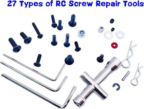 634pcs Universal RC Screw Assortment kit-27 Models of Screws Wrench Repair Tools - 1/8 1/10 1/12 1/16 Truck,Tracked car, Remote Control car, Trains, Planes, Repair Tools for Off-Road Vehicles in Kuwait