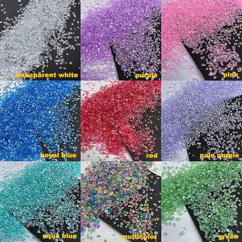 Crushed Glass Irregular Chips, 200g 2-3mm Irregular Glitter Transparent Gravel Gem Stones Broken Glass for Crafts, Nail Arts Decoration DIY Vase Filler Epoxy Resin Mold Jewelry Making (Multicolor) in Kuwait