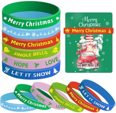 أساور مطاطية لعيد الميلاد 36 قطعة من السيليكون الأساور هدية للأطفال رباط المعصم لوازم الحفلات in Kuwait