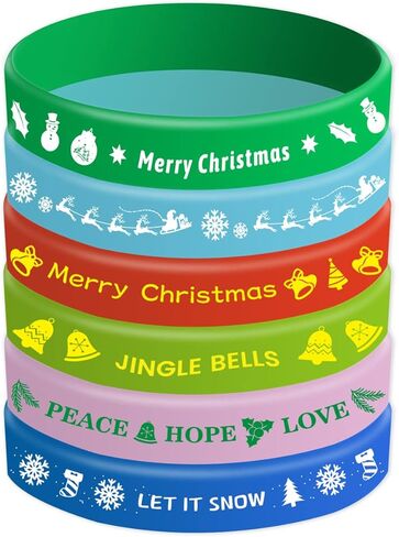 أساور مطاطية لعيد الميلاد 36 قطعة من السيليكون الأساور هدية للأطفال رباط المعصم لوازم الحفلات in Kuwait