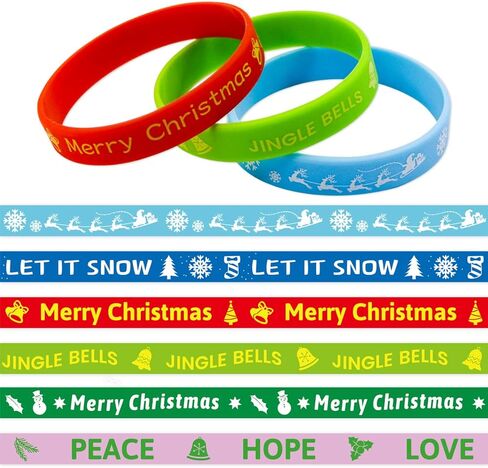 أساور مطاطية لعيد الميلاد 36 قطعة من السيليكون الأساور هدية للأطفال رباط المعصم لوازم الحفلات in Kuwait