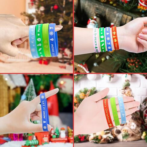 أساور مطاطية لعيد الميلاد 36 قطعة من السيليكون الأساور هدية للأطفال رباط المعصم لوازم الحفلات in Kuwait