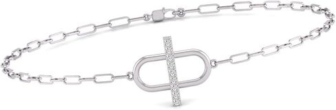 TimeLe$$ Classics Natural Diamond Paperclip Bracelet Available in 14K White Gold in Kuwait