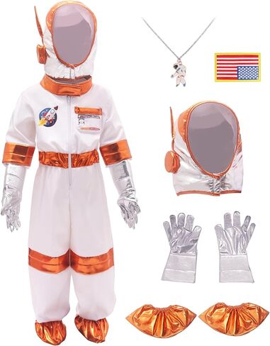 FUNCREVITY Halloween Astronaut Costume for Kids with Helmet Space Suit for Toddlers Boys Girls Pretend Role Play Dress Up in Kuwait