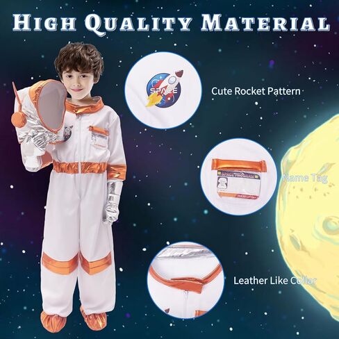 FUNCREVITY Halloween Astronaut Costume for Kids with Helmet Space Suit for Toddlers Boys Girls Pretend Role Play Dress Up in Kuwait