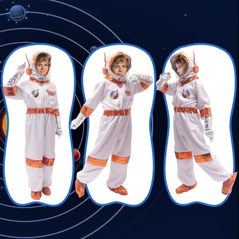 FUNCREVITY Halloween Astronaut Costume for Kids with Helmet Space Suit for Toddlers Boys Girls Pretend Role Play Dress Up in Kuwait