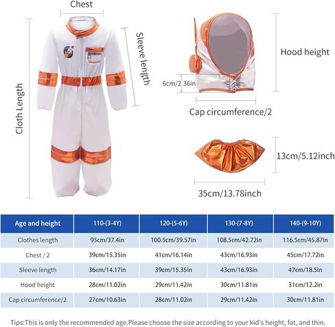 FUNCREVITY Halloween Astronaut Costume for Kids with Helmet Space Suit for Toddlers Boys Girls Pretend Role Play Dress Up in Kuwait