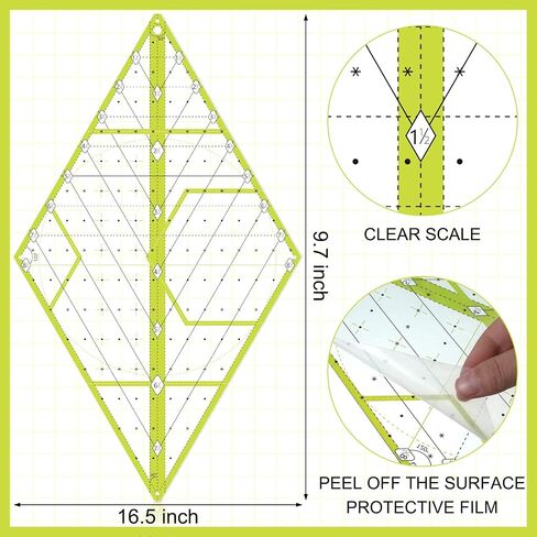 Kanayu 60 Degree Diamond Ruler Acrylic Patch Templates 60 Degree Triangle Ruler for Quilting Sewing Piecing in Saudi Arabia