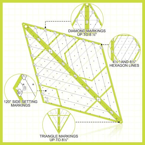 Kanayu 60 Degree Diamond Ruler Acrylic Patch Templates 60 Degree Triangle Ruler for Quilting Sewing Piecing in Saudi Arabia