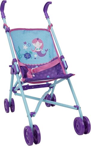 509 Crew 509: Mermaid Doll Umbrella Stroller - Kids Pretend Play Stroller, Easy Fold Storage & Travel, Fits Dolls Up to 18", Ages 3+ (T701028) in Kuwait