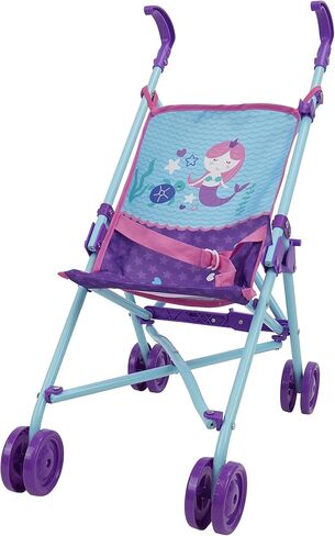 509 Crew 509: Mermaid Doll Umbrella Stroller - Kids Pretend Play Stroller, Easy Fold Storage & Travel, Fits Dolls Up to 18", Ages 3+ (T701028) in Kuwait
