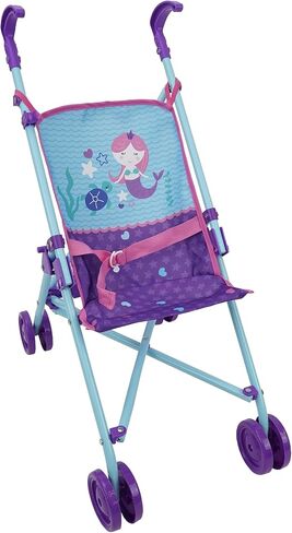 509 Crew 509: Mermaid Doll Umbrella Stroller - Kids Pretend Play Stroller, Easy Fold Storage & Travel, Fits Dolls Up to 18", Ages 3+ (T701028) in Kuwait