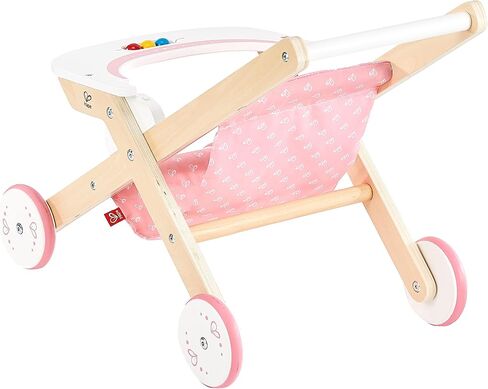 Hape Babydoll Stroller Toddler Wooden Doll Play Furniture Pink, L: 17.5, W: 12.8, H: 20.2 inch in Saudi Arabia