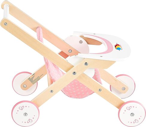 Hape Babydoll Stroller Toddler Wooden Doll Play Furniture Pink, L: 17.5, W: 12.8, H: 20.2 inch in Saudi Arabia