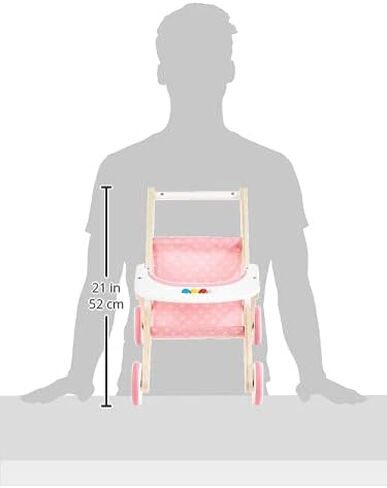 Hape Babydoll Stroller Toddler Wooden Doll Play Furniture Pink, L: 17.5, W: 12.8, H: 20.2 inch in Saudi Arabia