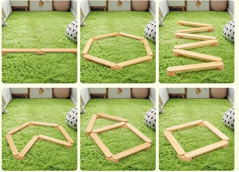 Bamboo Toddler balance beam with Stepping Stones Educational Balance Toy for Kids, Ideal for Improving Balance and Coordination,Safe Kid's Stepping Stones Balance Set for Indoor and Outdoor in Kuwait