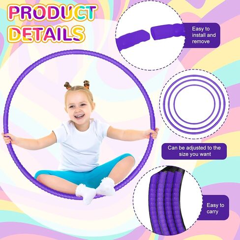 Poen 10 Pcs Exercise Hoop Adjustable Detachable Plastic Toy Hoop Colored Hoop Circles Playground Toys for Gymnastics Games Dog Agility Equipment Party Decor, 28 Inch in Kuwait