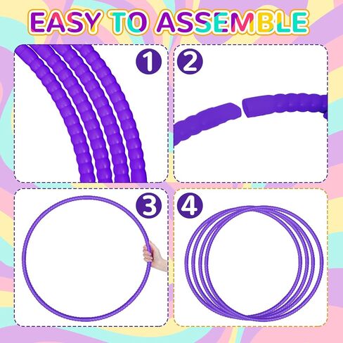 Poen 10 Pcs Exercise Hoop Adjustable Detachable Plastic Toy Hoop Colored Hoop Circles Playground Toys for Gymnastics Games Dog Agility Equipment Party Decor, 28 Inch in Kuwait