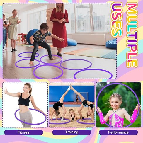 Poen 10 Pcs Exercise Hoop Adjustable Detachable Plastic Toy Hoop Colored Hoop Circles Playground Toys for Gymnastics Games Dog Agility Equipment Party Decor, 28 Inch in Kuwait