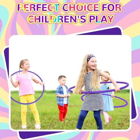 Poen 10 Pcs Exercise Hoop Adjustable Detachable Plastic Toy Hoop Colored Hoop Circles Playground Toys for Gymnastics Games Dog Agility Equipment Party Decor, 28 Inch in Kuwait
