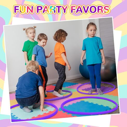 Poen 10 Pcs Exercise Hoop Adjustable Detachable Plastic Toy Hoop Colored Hoop Circles Playground Toys for Gymnastics Games Dog Agility Equipment Party Decor, 28 Inch in Kuwait