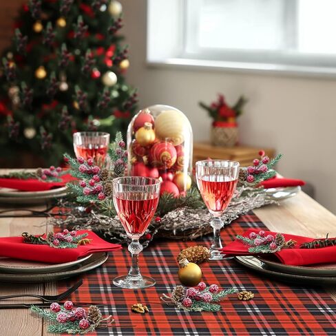 15 قطعة من اعواد الكريسماس الاصطناعية من التوت الاخضر لديكور الكريسماس، سيقان التوت الاحمر، فروع صنوبر صناعية، مخاريط هولي صناعية لتزيين الكريسماس والحرف اليدوية (نمط 1) in Kuwait