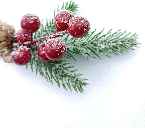 15 قطعة من اعواد الكريسماس الاصطناعية من التوت الاخضر لديكور الكريسماس، سيقان التوت الاحمر، فروع صنوبر صناعية، مخاريط هولي صناعية لتزيين الكريسماس والحرف اليدوية (نمط 1) in Kuwait